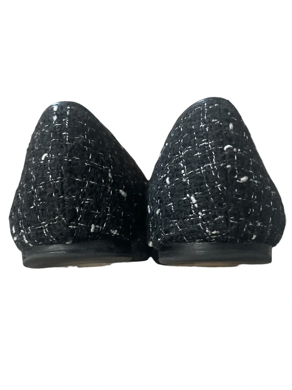 J. Crew Factory Black Tweed & Leather Ballet Flats with Bow